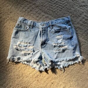 Tommy Hilfiger Light Blue Distressed Jean Shorts